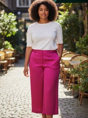 🌻 Nygard Collection Hot Pink Silk Capris #674
